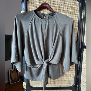 Topshop Olive Green Split Blouse